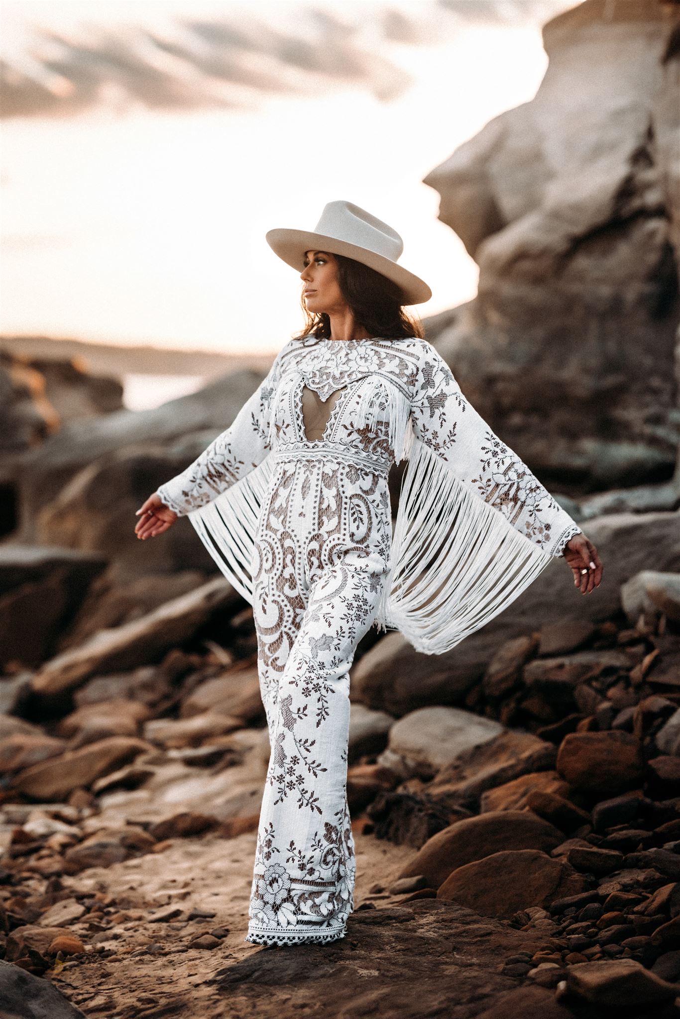 White Boho Longsleeve Dress With Fringe - Etsy