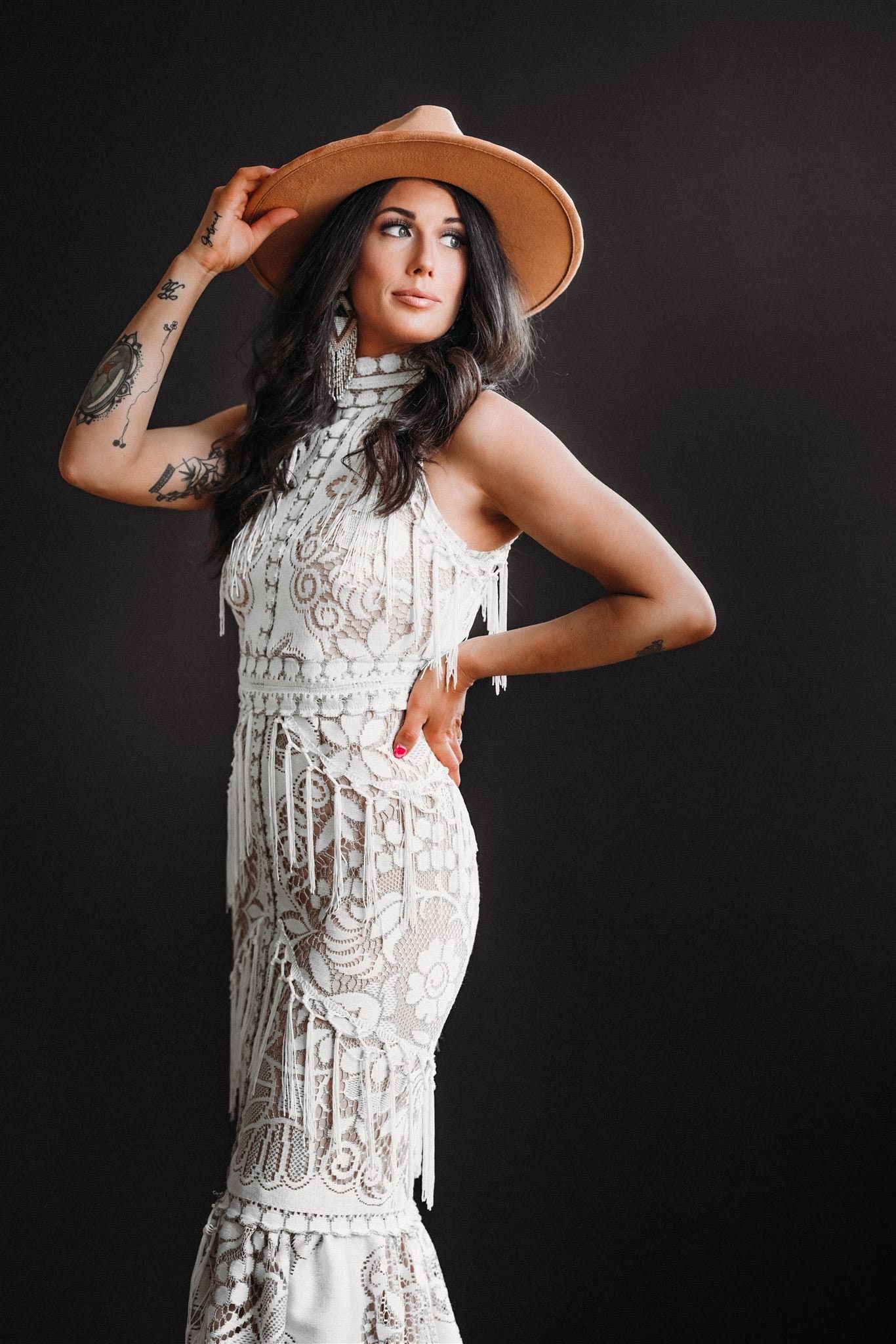 High Neck Fringe Wedding Dress