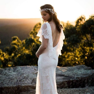 Wedding dress, plus size wedding dress, rustic wedding dress, ruffle lace wedding dress, backless wedding dress, image 1