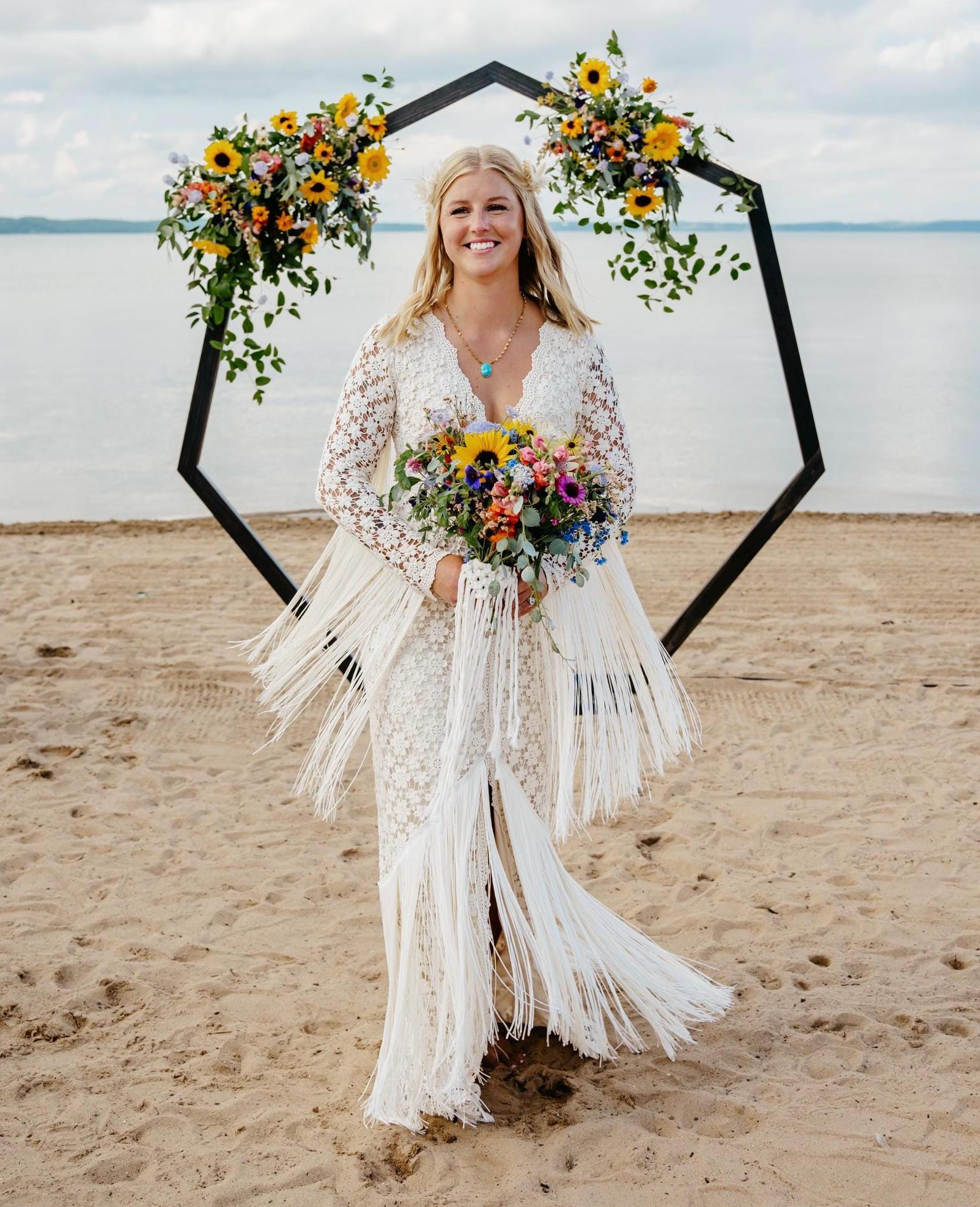 Fringe Lace Wedding Dress