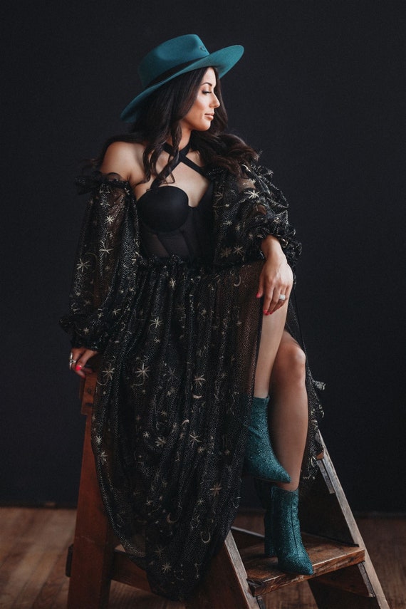 Black dress with moon and stars discount