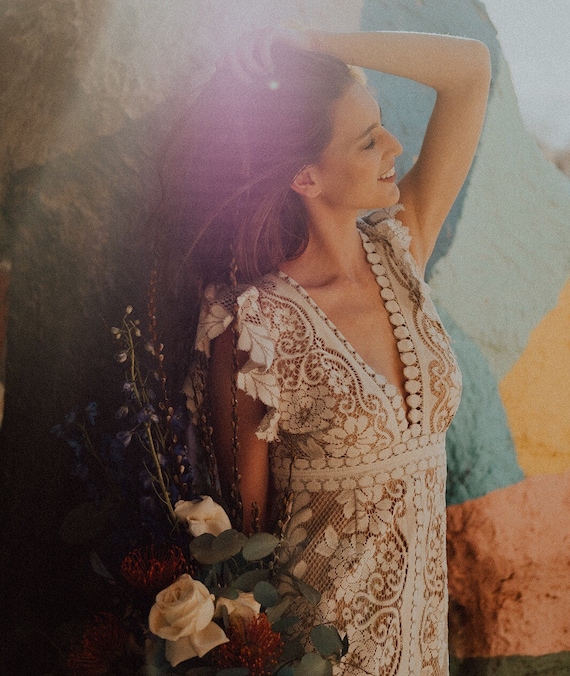 Alanis, Wedding Dress, Boho Wedding Dress, Lace Wedding Dress