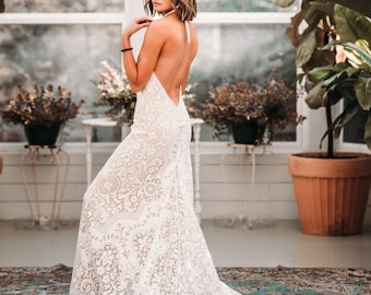 Gwen, Wedding Dress, Boho Wedding Dress, Lace wedding dress, Casual wedding dress, vintage wedding dress, bohemian wedding dress,