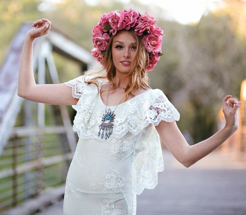 Wedding dress, plus size wedding dress, rustic wedding dress, ruffle lace wedding dress, backless wedding dress, image 6