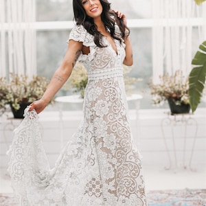 slim fit wedding dress with train 4