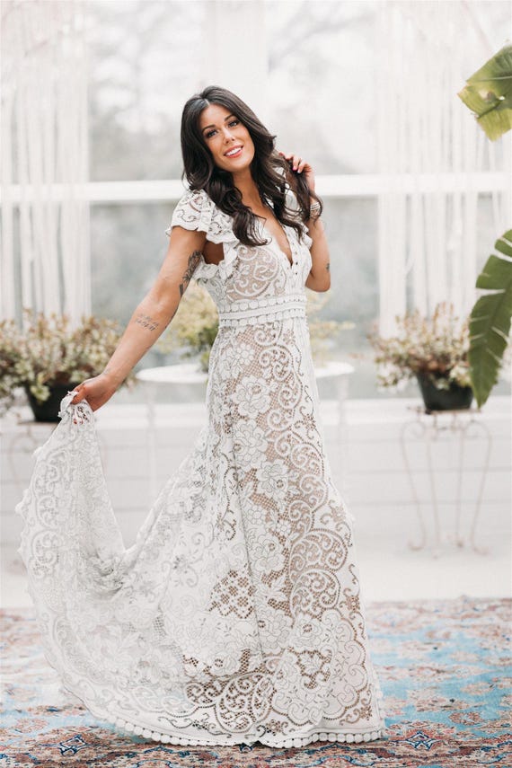 Sample Sale, Wedding Dress, Boho Wedding Dress, Lace Wedding Dress, Slit Wedding Dress, Ruffle Sleeve, Vintage Lace, Vintage Wedding Dress, Sample Sale, Wedding Dress, Boho Wedding Dress, Lace Wedding Dress, Slit Wedding Dress, Ruffle Sleeve, Vintage Lace, Vintage Wedding Dress,