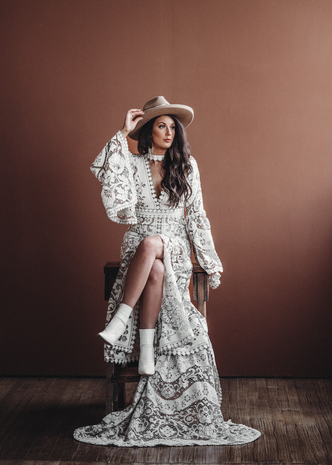アメリ　VINTAGE LIKE LACE DRESS Miranda, Boho Wedding Dress, Vintage Lace Wedding Dress, Lace