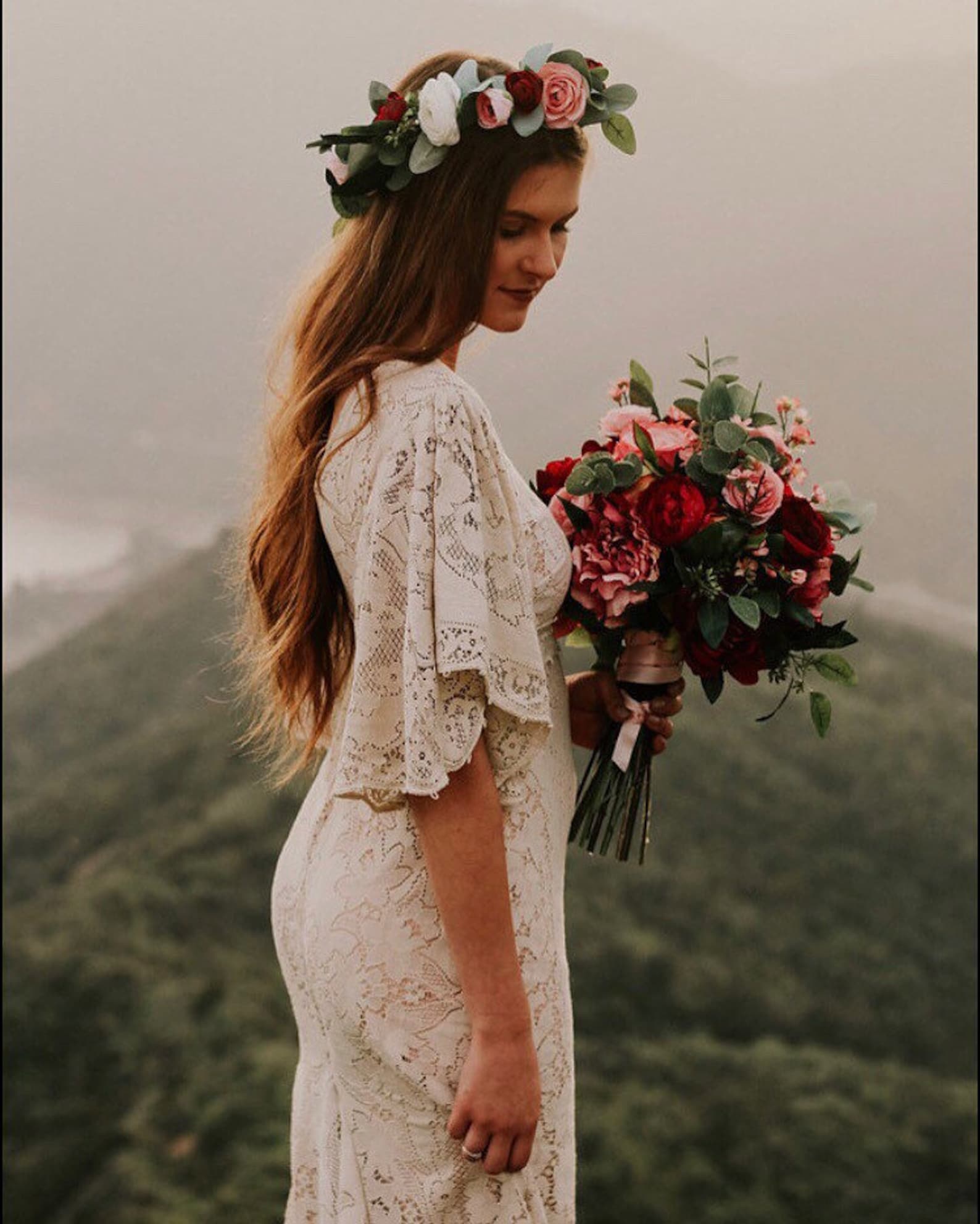Boho Wedding Dress Wedding Dress Lace Wedding Dress Vintage - Etsy ...