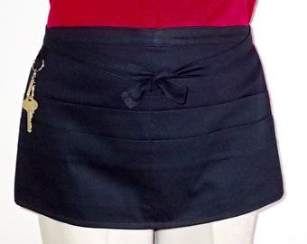 Black Utility, Vendors, Teachers Apron, lined cotton market stall apron, waitress cafe servers, 6 pockets