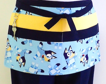 Teachers Apron Blue, preschool vendors utility market, TK kindergarten day care teachers appreciation & back to school, 6 pockets