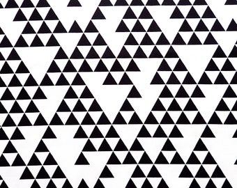Black & White Geometric Triangle Fabric by yard, Cotton Quilting Patchwork, 43 inch (110 cm) wide, Unit Price per 1/2 Yard, Free shipping