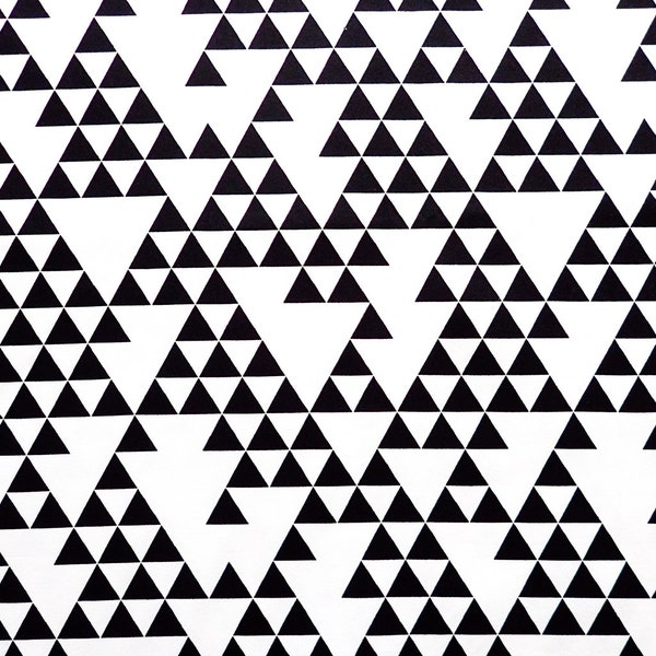 Tissu triangulaire géométrique noir et blanc, matériau de courtepointe à coudre, tissu en coton par yard, 43 pouces (110 cm) de large, prix unitaire par 1/2 yard