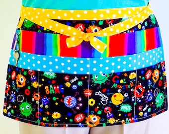 Teachers Rainbow/Stripes/Monsters Apron, Vendors, Kindergarten & Preschool Teachers, 6 pockets