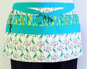 Teachers Apron Peacocks, preschool day care kindergarten teacher appreciation, vendors utility market cotton lined apron, 6 pockets