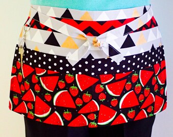 Teachers Apron Strawberries & Watermelons, preschool day care teacher appreciation, vendor market utility apron, 6 pockets