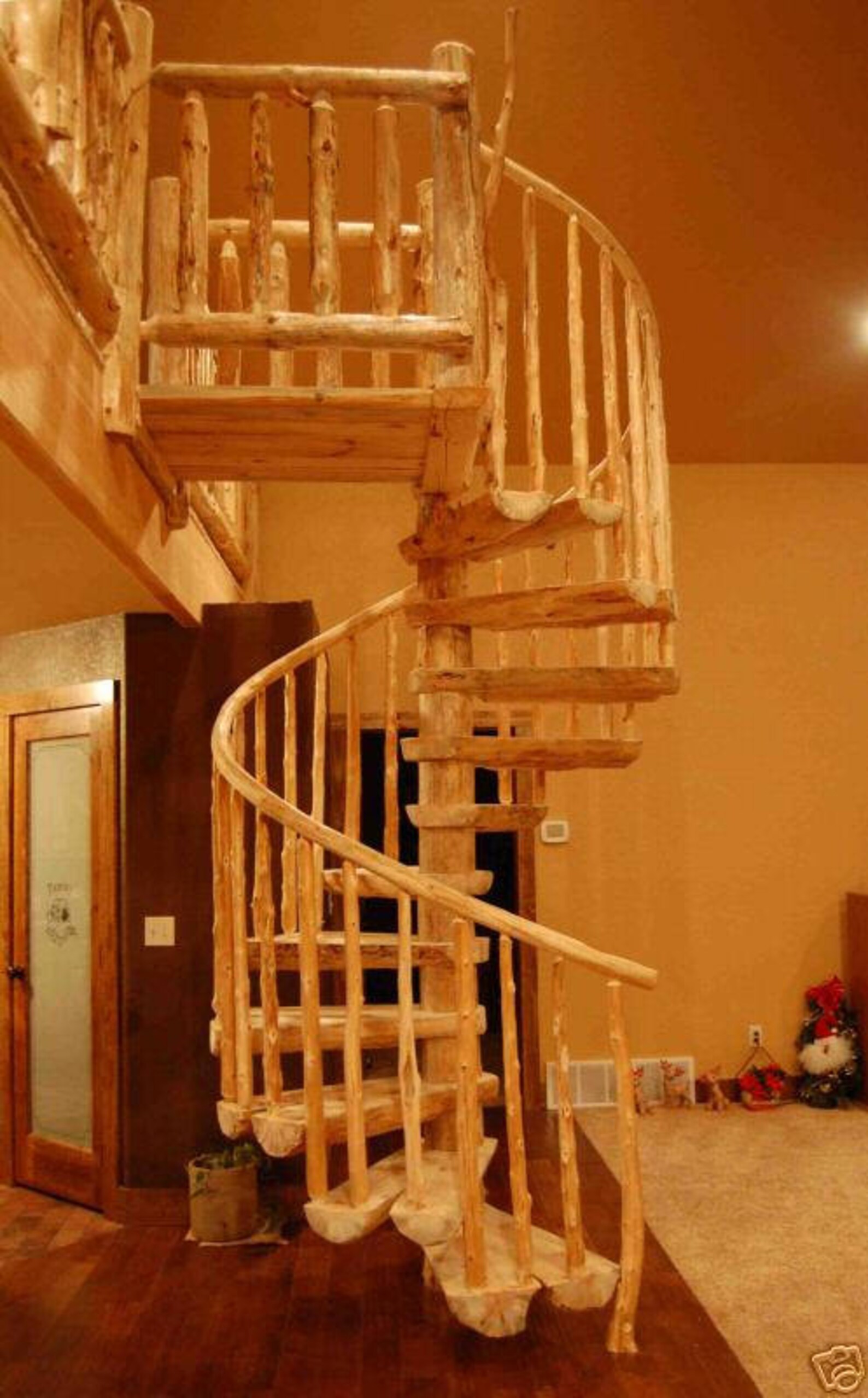 Rustic Pine Spiral Staircase Custom Made to Order Etsy