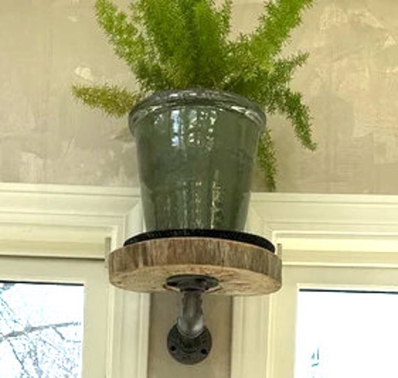 Natural Rustic Industrial Pipe & Wood Plant Shelf - Etsy