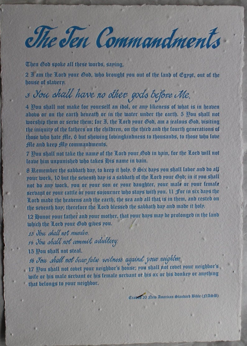 Cursive Ten Commandments One Print the Ten Commandments - Etsy