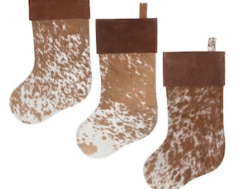 Cowhide Christmas Stocking Cowhide Stocking Leather Hide Christmas Stocking Cowhide Christmas Decor Cowhide Christmas Decorations