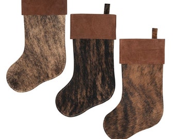 Cowhide Christmas Stocking Cowhide Stocking Leather Hide Christmas Stocking Cowhide Christmas Decor Cowhide Christmas Decorations