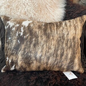 Brindle Cowhide Pillow Brown Black Cowhide Pillow Cowhide Lumbar Pillow Cowhide Throw Pillow Leather Hide Pillow Unique Rustic Home Decor