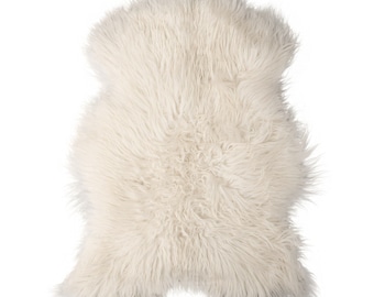 Crème vloerkleed Mongools lamsbont, zachte schapenvacht (3'x2')