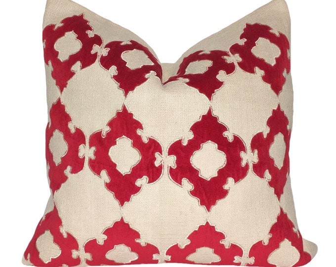 Red Velvet Throw Pillow Red Velvet and Linen Pillow Red Velvet Pillow