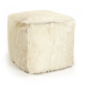 Off White Fur Pouf Ottoman Ivory Fur Floor Pillow Cream Fur Floor Cushion Off White Goat Hide Pouf Ottoman Ivory Leather Pouf