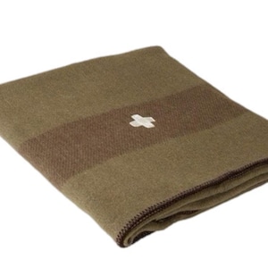 Vintage Swiss Army Wool Blanket Retro Swiss Army Throw Blanket Green Swiss Army Blanket Rustic Home Decor