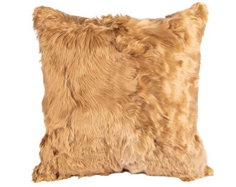Golden Brown Alpaca Pillow, Feather Down Insert (20x20)