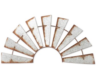 Rustic Metal Half Windmill Wall Decor, Farmhouse Style
