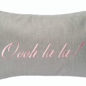 Pink Oooh La La Pillow Shabby Chic Pillow Pink Letters Lumbar Pillow Quote Pillow Farmhouse Decor Pink Script Throw Pillow
