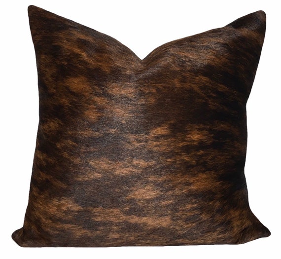 Brindle Cowhide Pillow Brown Black Cowhide Pillow Leather Hide Etsy