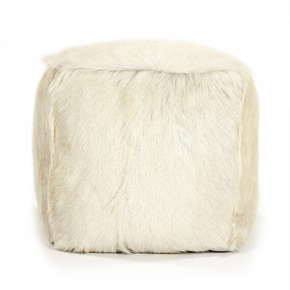 White clearance fuzzy pouf