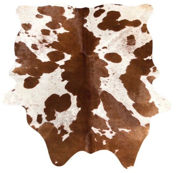 Natural Cow Hide Rug Leather Skin Carpet Home Decor Brown&White 5'x 4.5'
