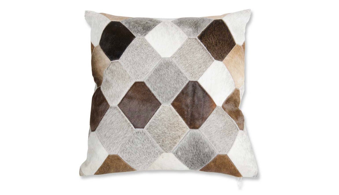 Gray Cowhide Patchwork Pillow Grey Patchwork Cowhide Pillow Etsy