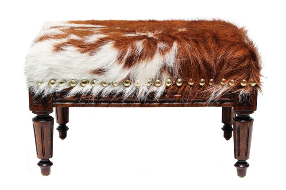 Cowhide Stool Cowhide Footstool Cowhide Ottoman Antique French Etsy