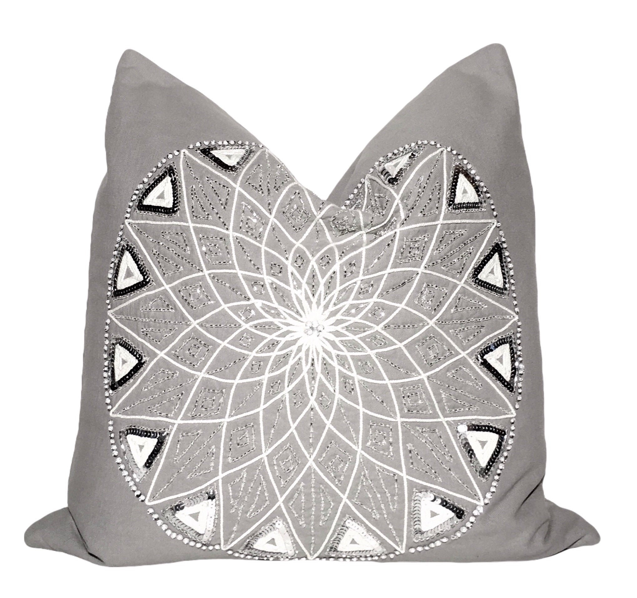 white sequin pillow covers