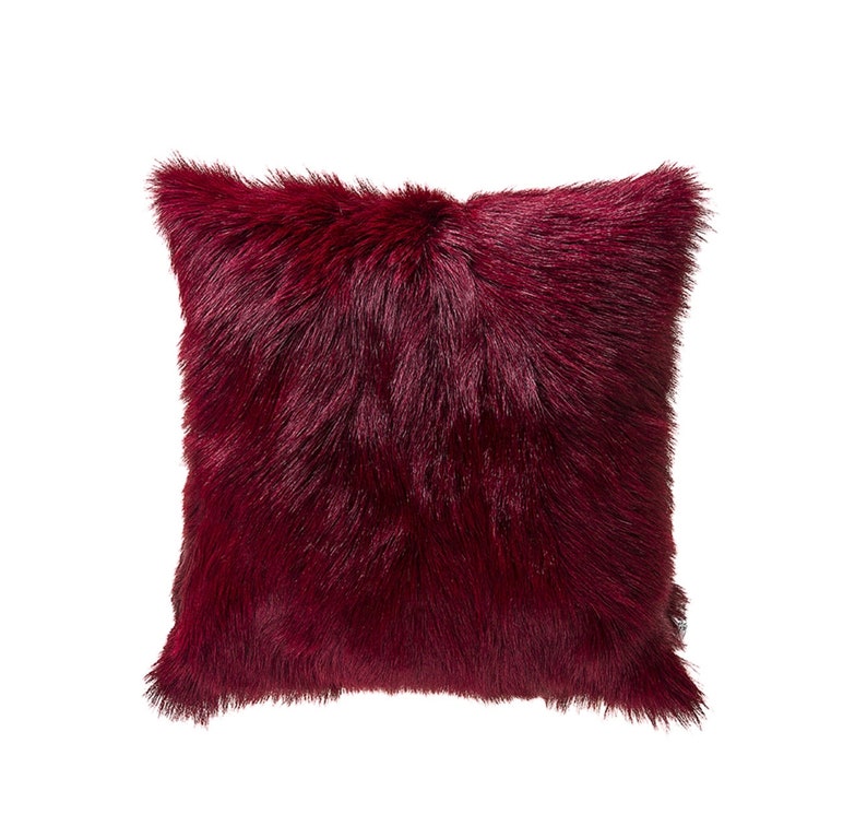 Red Goat Pillow Red Goat Fur Pillow Red Goat Hair Pillow Red Leather Hide Throw Pillow