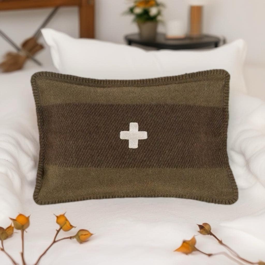 Vintage Swiss Army Pillow Retro Swiss Army Lumbar Pillow Swiss