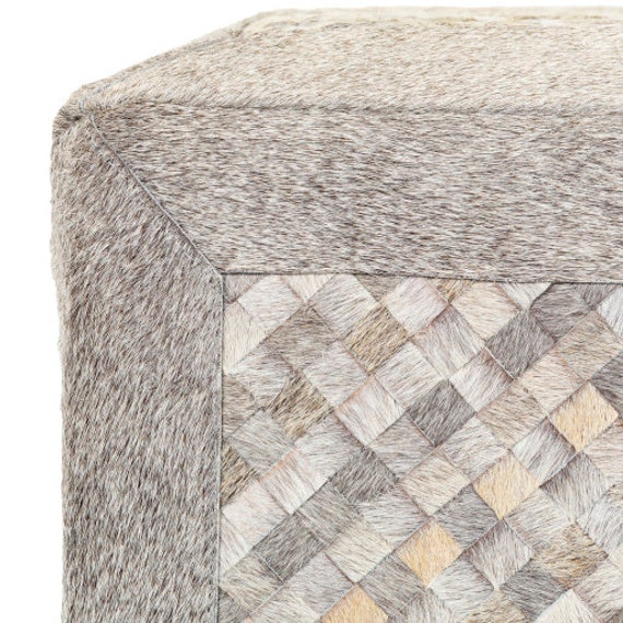 Gray cowhide ottoman deals