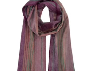 Pink Stripe Alpaca Scarf: Soft Brushed Knit, 78" x 12"
