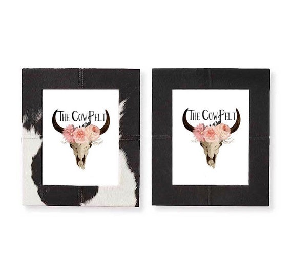 Leather Hide Picture Frame Cowhide Photo Frame Black And White Etsy