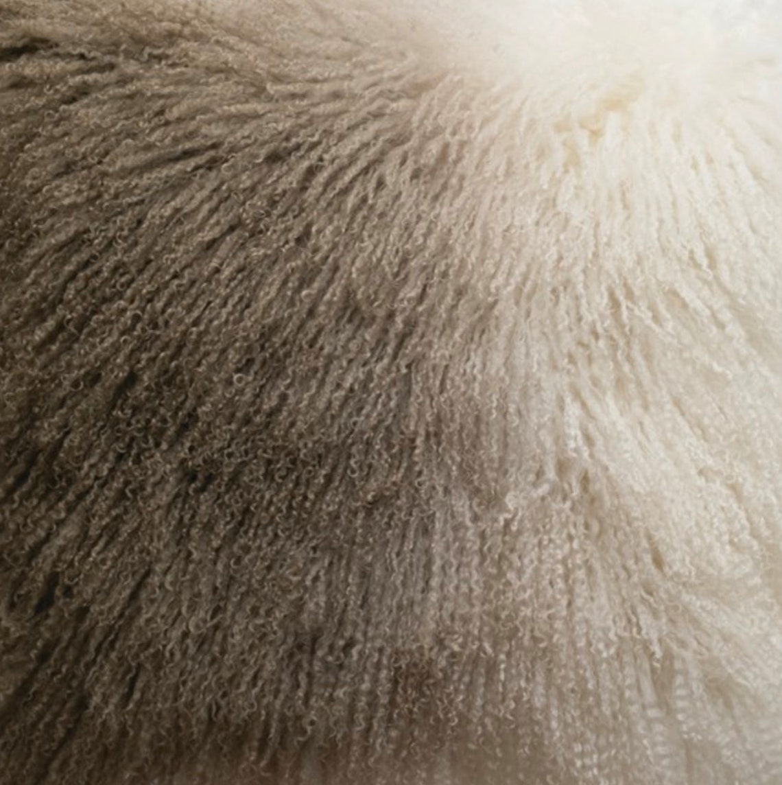 Off White Mongolian Lamb Fur Pillow Ombre Sheepskin Pillow Etsy