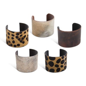 Leather Cuff Bracelet Cowhide Cuff Bracelet Leather Hide Cuff Bracelet Leopard Print Cuff Cheetah Print Cuff Jewelry Birthday Gift for Her