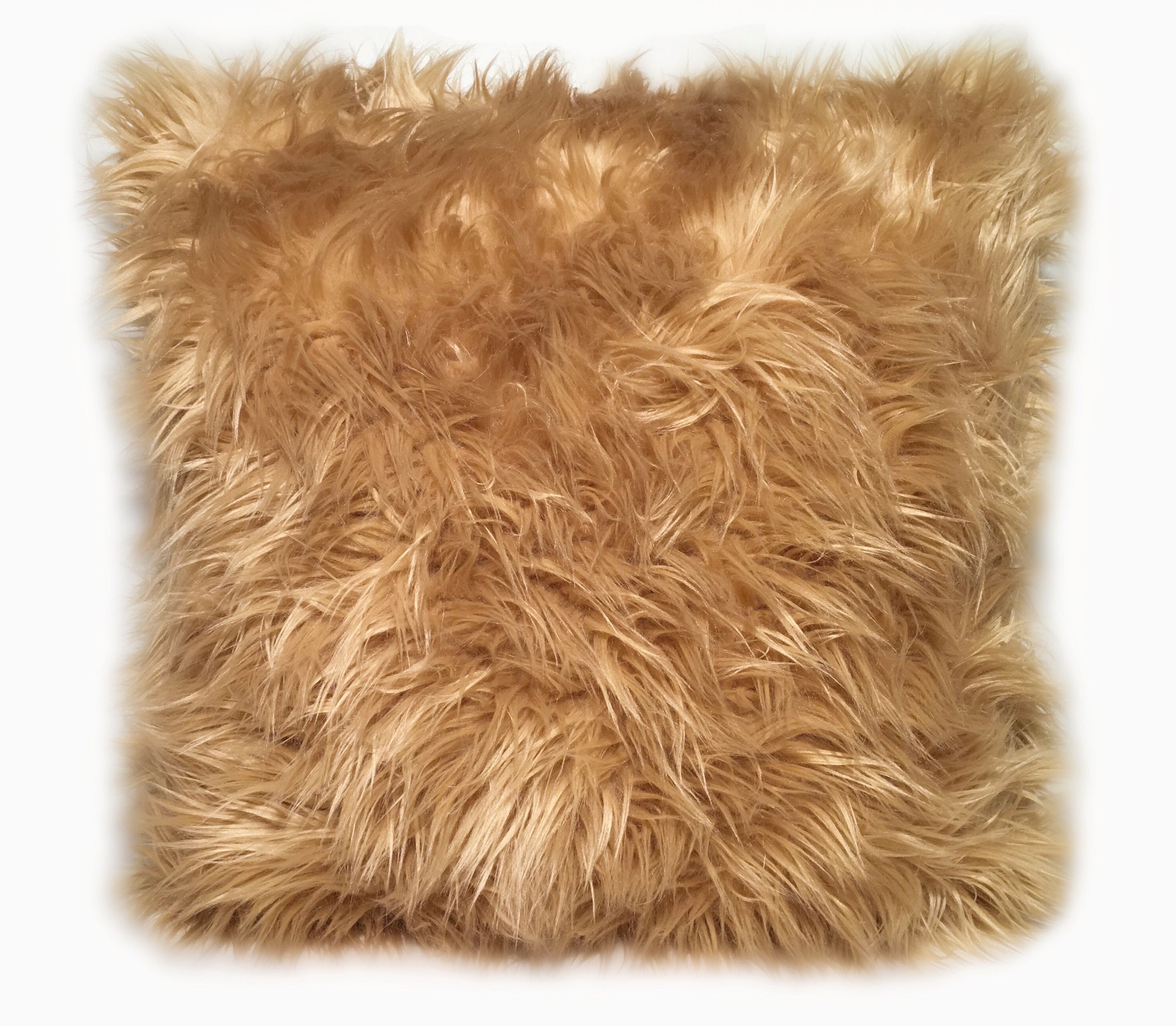 Caramel Faux Fur Pillow Brown Faux Fur Sheepskin Pillow Etsy