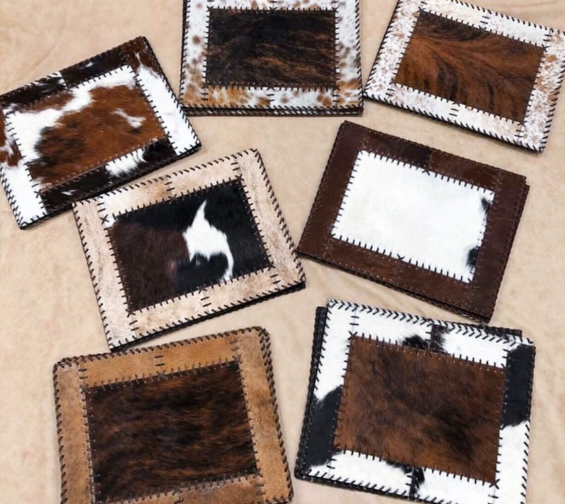 Cowhide Placemats Leather Hide Placemat Table Decor Rustic New Etsy
