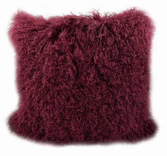Red Sheepskin Pillow Wine Sheepskin Throw Pillow Red Sheepskin Fur