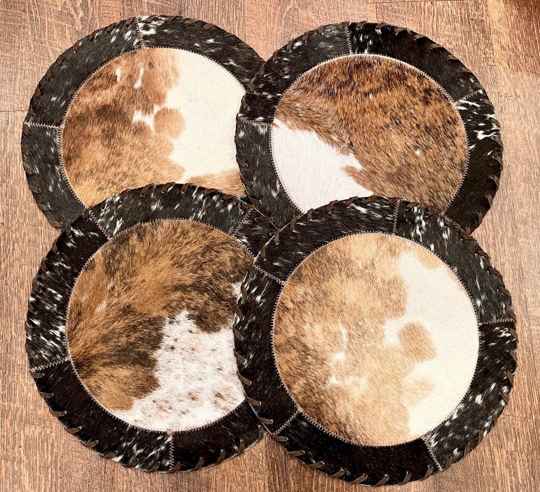 Cowhide Placemats Kitchen Decor Leather Hide Placemat Table Decor