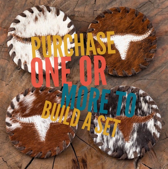 Longhorn Cowhide Coasters Longhorn Cowhide Coaster Set Cowhide